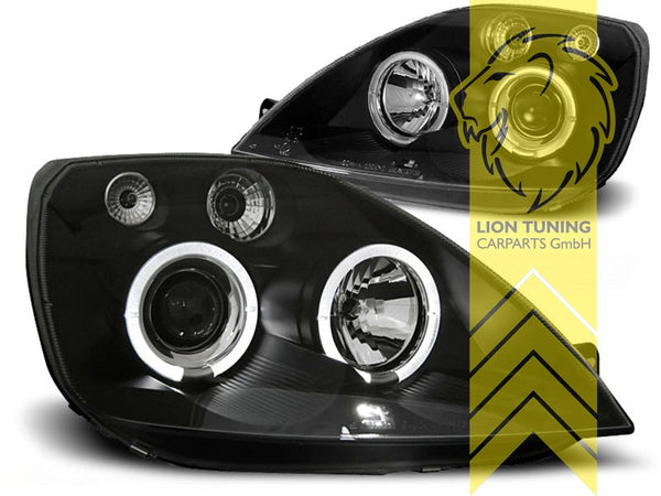 LT Pair LED DRL Halo Ring Angel Eye Headlights Ford Fiesta 6 JH1 JD3 MK6 03-07 LHD