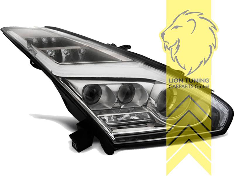 LT Pair Full LED Headlights DRL optics for Nissan Skyline GT-R R35 10-13 Facelift Chrome LHD