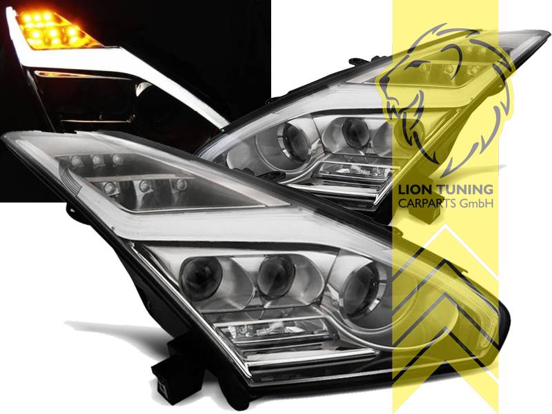 LT Pair Full LED Headlights DRL optics for Nissan Skyline GT-R R35 10-13 Facelift Chrome LHD