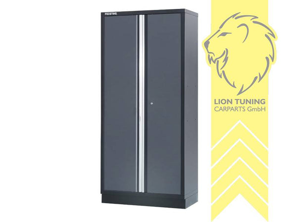 FEISTOS Apollo 1 FE9991 Workshop Equipment Garage Mechanic Tool Storage Bench Wood Worktop Units Cabinets Drawers Peg Board Tool Cabinet Grey Black  powder-coated steel 228x46x200cm