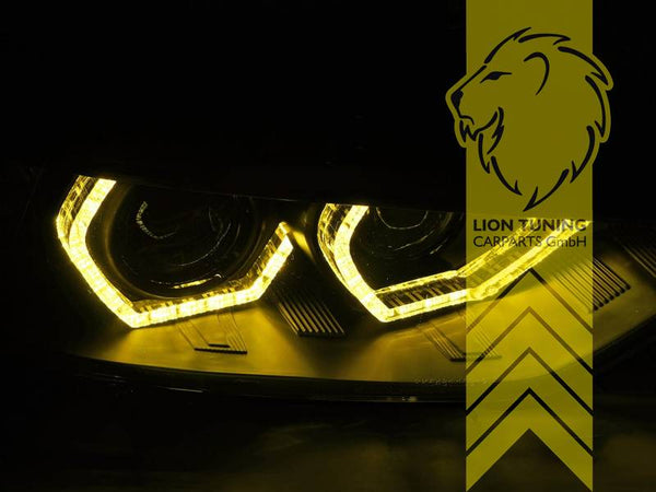 LT Pair LED Angel Eyes Halo Ring Headlights BMW F30 Sedan F31 Touring 11-15 Hexagon yellow light black LHD