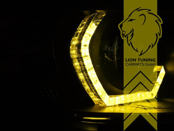 LT Pair LED Angel Eyes Halo Ring Headlights BMW F30 Sedan F31 Touring 11-15 Hexagon yellow light black LHD