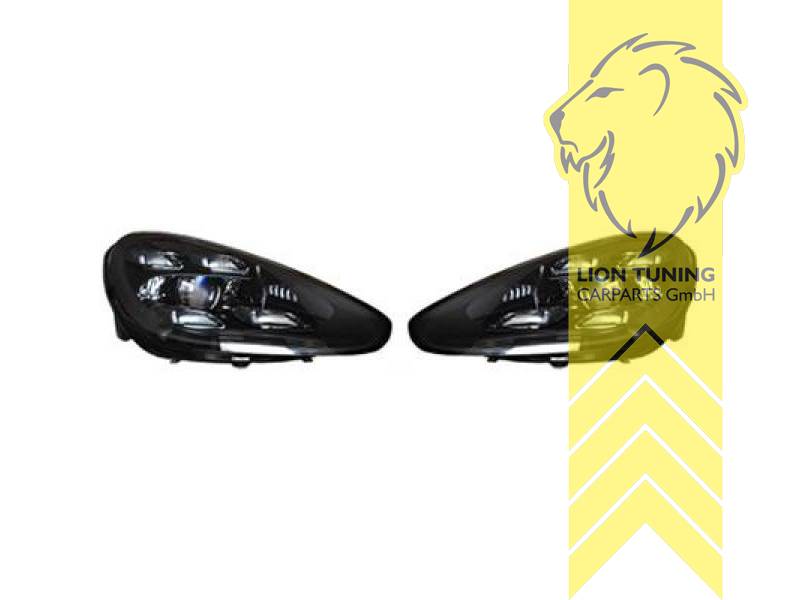 LT Pair LED DRL Halo Lightbar Headlights Porsche Cayenne 92A Facelift 14-17 black LHD