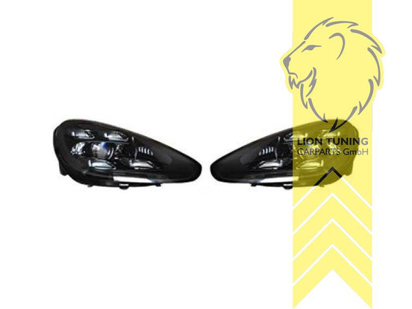 LT Pair LED DRL Halo Lightbar Headlights Porsche Cayenne 92A Facelift 14-17 black LHD