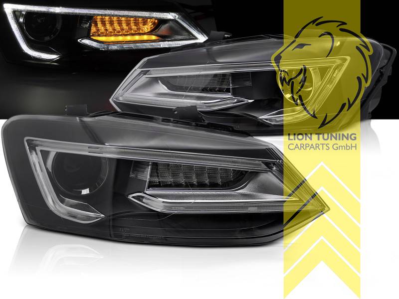 LT LED DRL Halo Lightbar Headlights VW Polo 6R 6C GTI H7 09-17 black chrome LHD