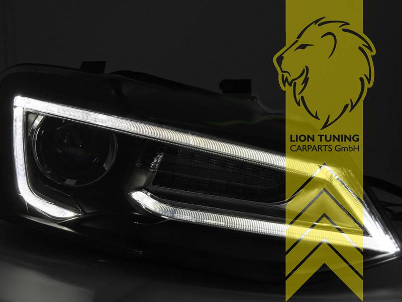 LT LED DRL Halo Lightbar Headlights VW Polo 6R 6C GTI H7 09-17 black chrome LHD