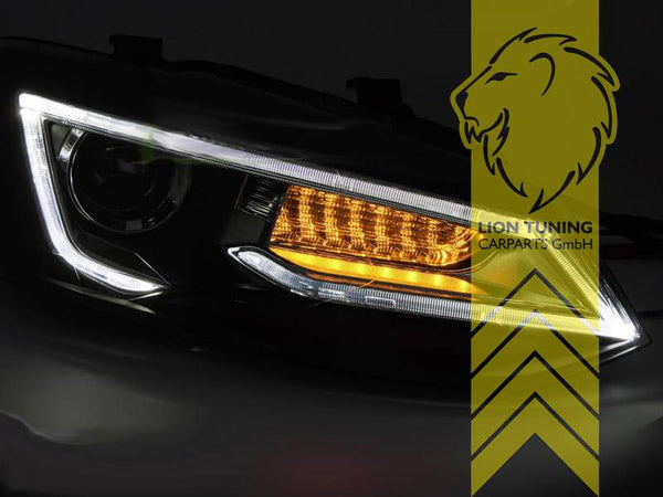 LT LED DRL Halo Lightbar Headlights VW Polo 6R 6C GTI H7 09-17 black chrome LHD