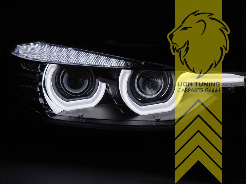 LT Pair LED Lightbar XENON Angel Eyes headlights BMW F30 Sedan F31 Touring F35 11-15 black LHD