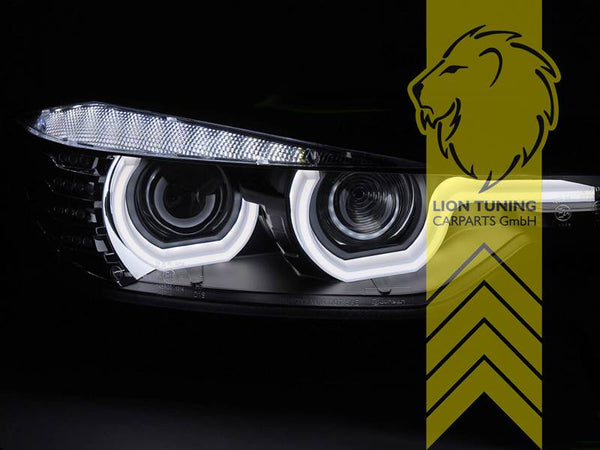 LT Pair LED Lightbar XENON Angel Eyes headlights BMW F30 Sedan F31 Touring F35 11-15 black LHD