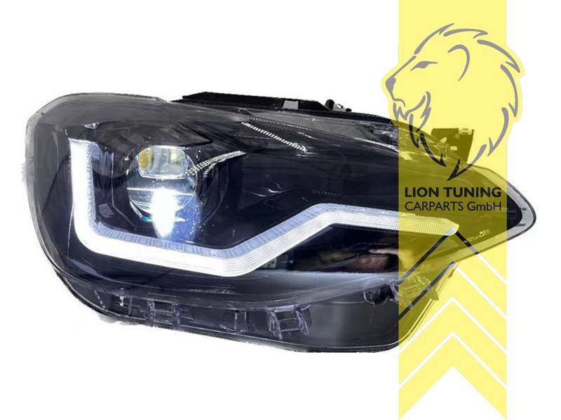 LT Pair LED Lightbar Headlights BMW 1 Series F20 F21 10-14 black LHD