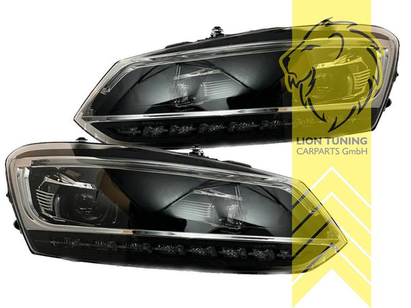 LT LED DRL Halo Lightbar Headlights VW Polo 6R 6C 09-17 H7 / H7 Halogen LHD