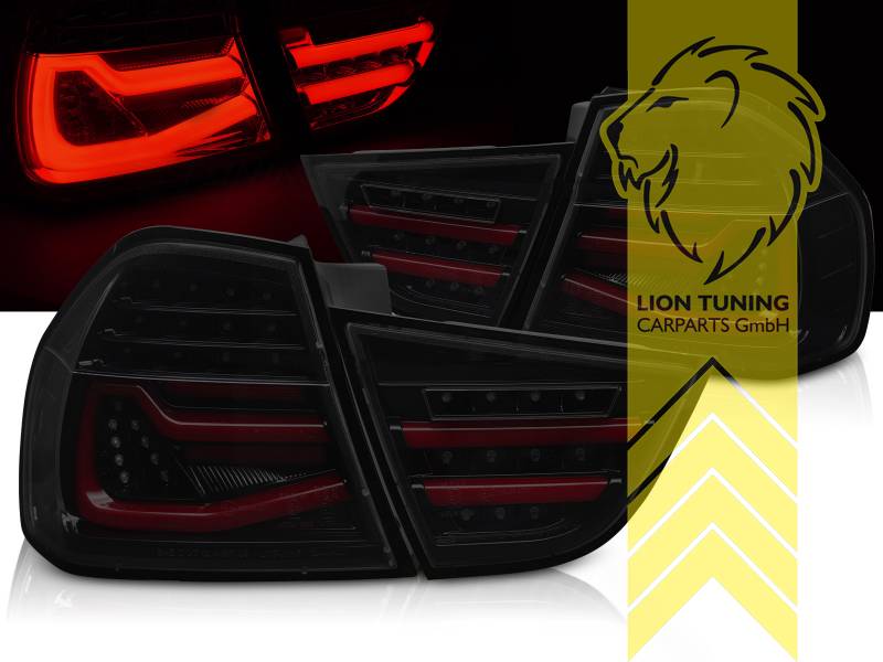 LT Pair LED Lightbar taillights rear lights for BMW E90 LCI sedan 08-11 black smoke LHD