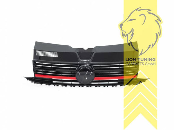 LT Sportgrill ABS radiator grille for VW T6 15-19 Transporter Multivan Caravelle Camper black glossy red Style 2