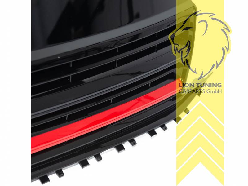 LT Sportgrill ABS radiator grille for VW T6 15-19 Transporter Multivan Caravelle Camper black glossy red Style 2