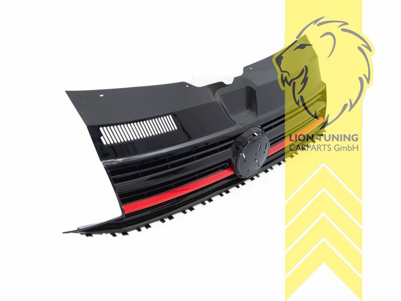 LT Sportgrill ABS radiator grille for VW T6 15-19 Transporter Multivan Caravelle Camper black glossy red Style 2