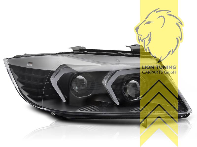 LT LED DRL Lightbar Halo Headlights BMW E90 Sedan E91 Touring 05-08 Black LHD