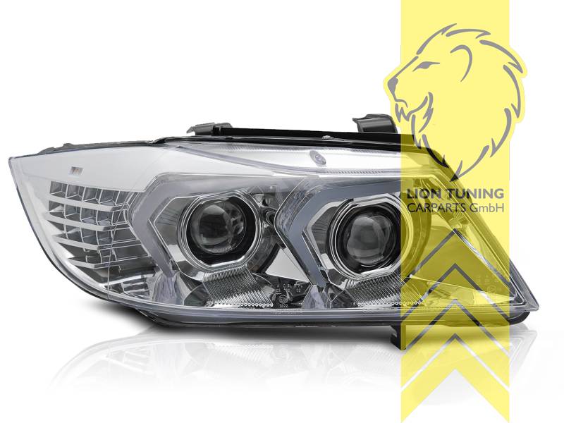 LT LED DRL Lightbar Halo Headlights BMW E90 Sedan E91 Touring chrome LHD