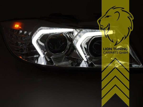 LT LED DRL Lightbar Halo Headlights BMW E90 Sedan E91 Touring chrome LHD