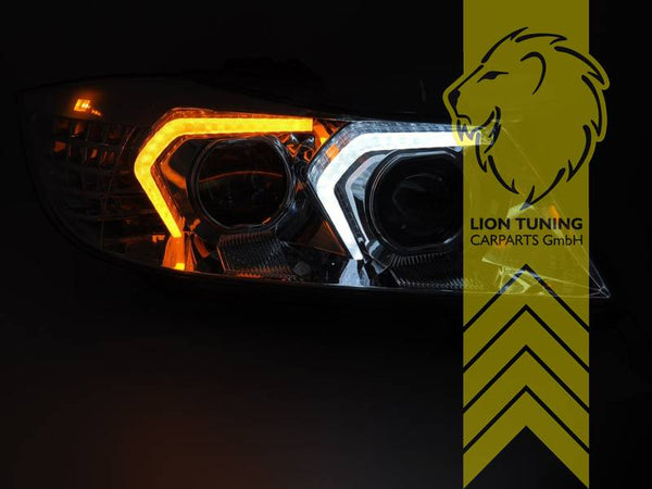 LT LED DRL Lightbar Halo Headlights BMW E90 Sedan E91 Touring chrome LHD