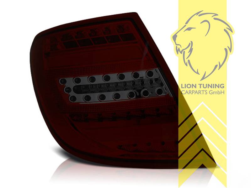 LT Pair LED Lightbar Rear Tail Lamps Mercedes Benz W204 Sedan C-Class red black LHD