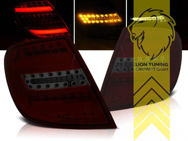 LT Pair LED Lightbar Rear Tail Lamps Mercedes Benz W204 Sedan C-Class red black LHD