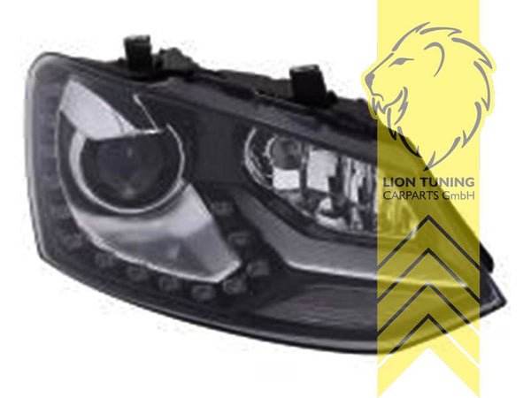 LT Pair LED DRL Lightbar Bi Xenon D3S daytime running light headlights for VW Polo 6R 6C 09-17 black for original H7 LHD