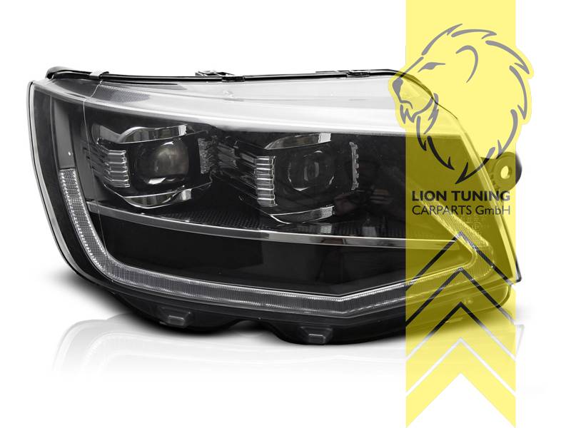 LT Pair LED DRL Halo Lightbar Headlights VW T6 15-19 Multivan Caravelle Transporter flatbed black dynamic LHD SGB SGG SGJ SFD SFE SFL SFZ SGA SGH
