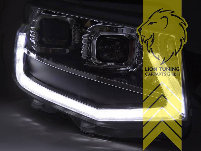 LT Pair LED DRL Halo Lightbar Headlights VW T6 15-19 Multivan Caravelle Transporter flatbed black dynamic LHD SGB SGG SGJ SFD SFE SFL SFZ SGA SGH