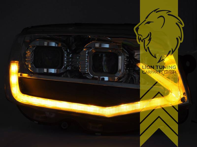 LT Pair LED DRL Halo Lightbar Headlights VW T6 15-19 Multivan Caravelle Transporter flatbed black dynamic LHD SGB SGG SGJ SFD SFE SFL SFZ SGA SGH