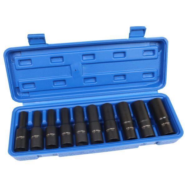 US PRO Tools 10pc 1/2" DR Deep Impact E Star Torx Sockets E8 - E24 7524