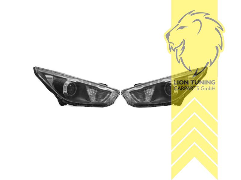 LT Pair LED DRL Headlights Hyundai iX35 LM EL ELH 09-13 black LHD