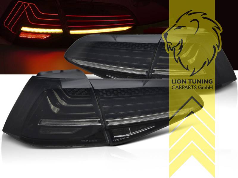 LT Pair LED DRL Lightbar REAR LIGHTS Tail Lamps VW Golf 7 black smoke 5G1 BE1 12-17 LHD