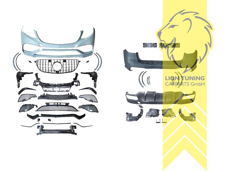 LT Aftermarket New Front & Rear Bumper set body kit for Mercedes Benz GLE V166 15-18 including grille and exhaust trims