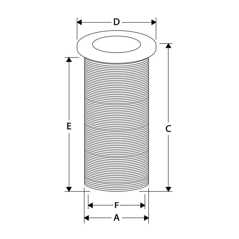 [unknown] Through-Hull Flange, 62 mm Length, 38 mm (1½″) Thre | 4Boats