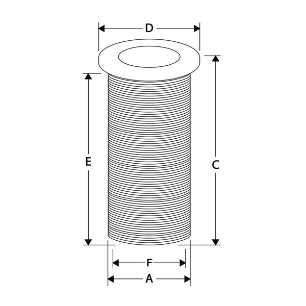 [unknown] Through-Hull Flange, 62 mm Length, 38 mm (1½″) Thre | 4Boats
