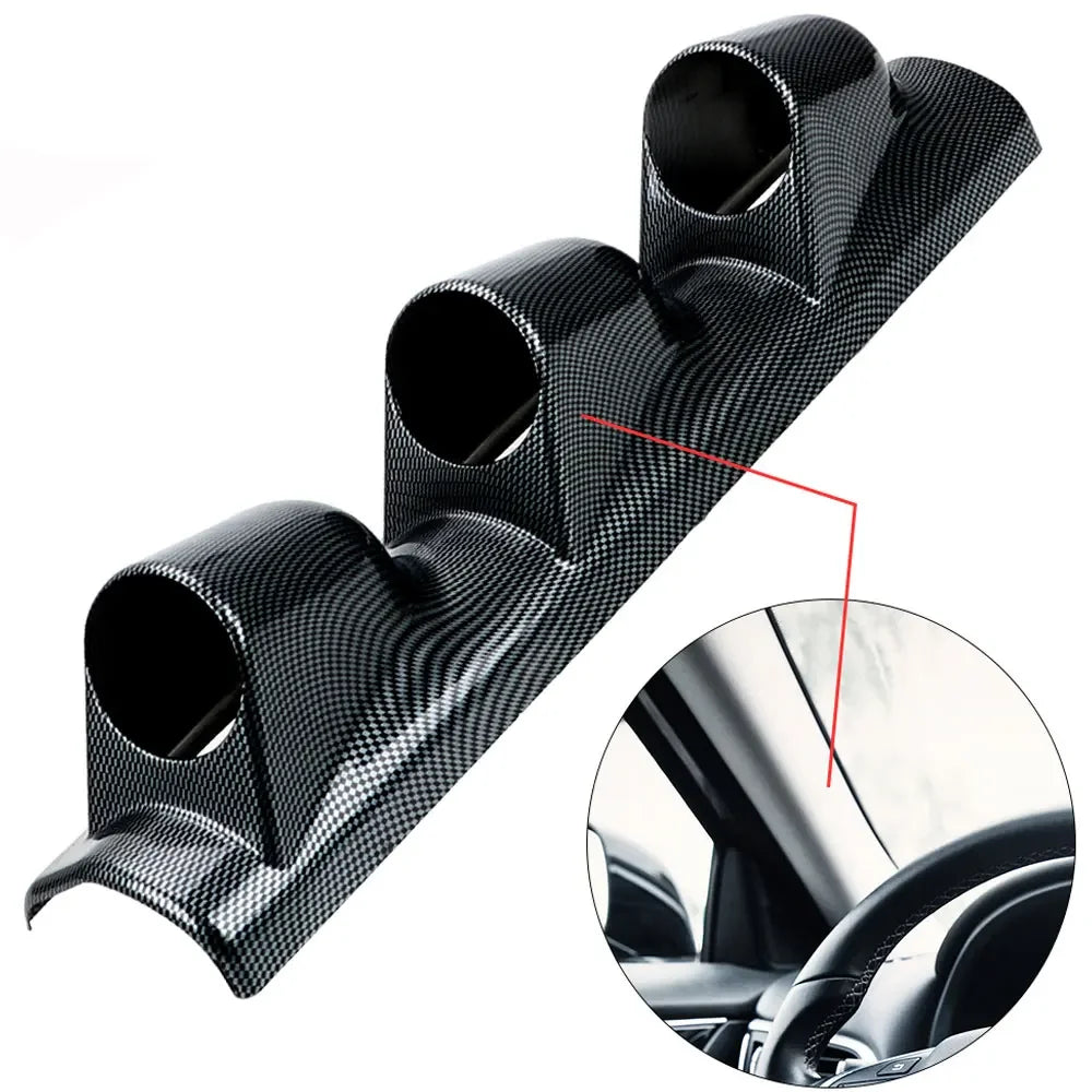 Universal Car Gauge Holder 52mm Left Right 3 Hole A Pillar Column Gauge Pod Holder Meter Stand Carbon Fiber