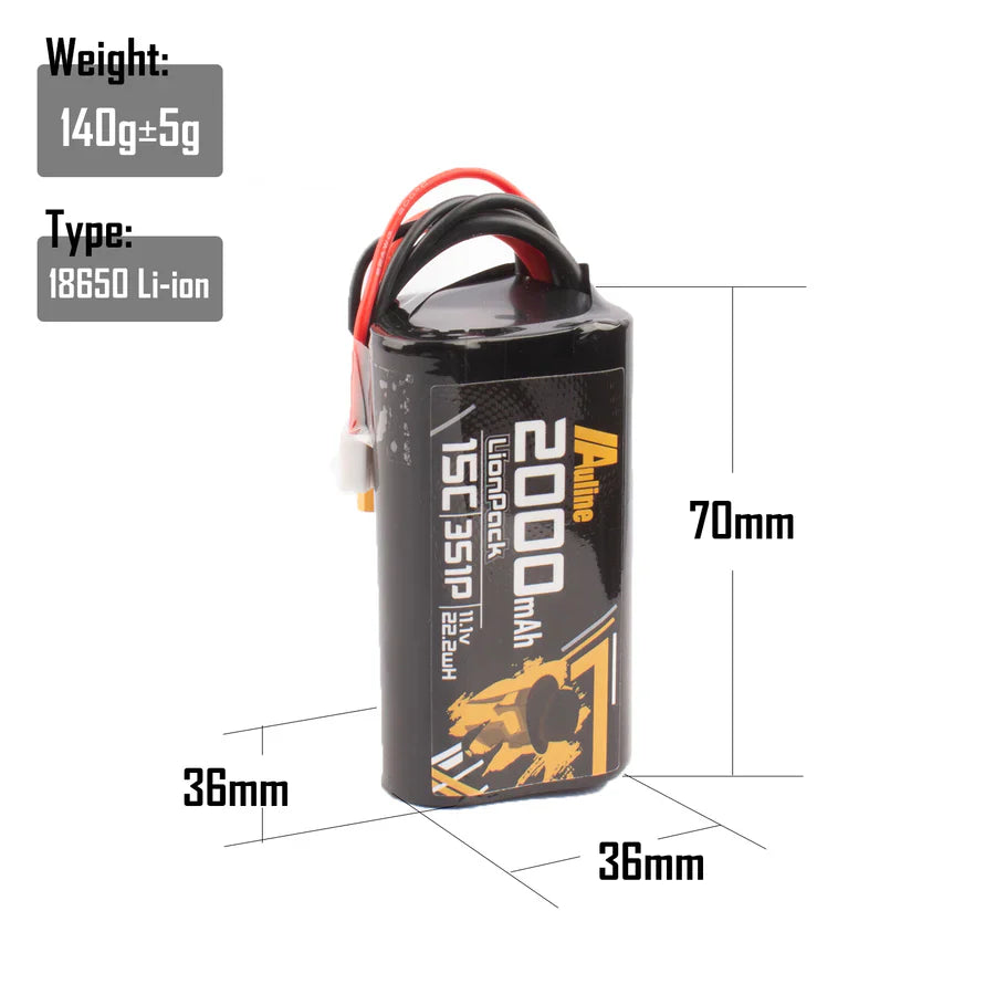 Au-line18650 Li-ion 2000mAh 3S 11.1V 15C Battery – XT30
