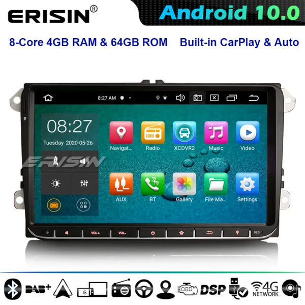 ES8128V 9" DSP Android 10.0 Touch Screen Headunit Car Stereo For VW / SEAT / SKODA - Passat CC Golf Caddy Touran Amarok T5 Polo EOS Jetta DAB+ 4G WiFi CarPlay