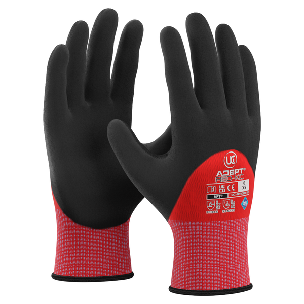 Adept KC Red Knuckle Coated NFT Gloves (10 Pack)