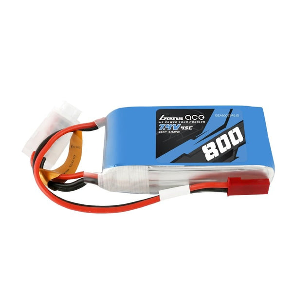 Gens ace Lipo 800mah 7.4v 45C 2S1P Lipo Battery Pack