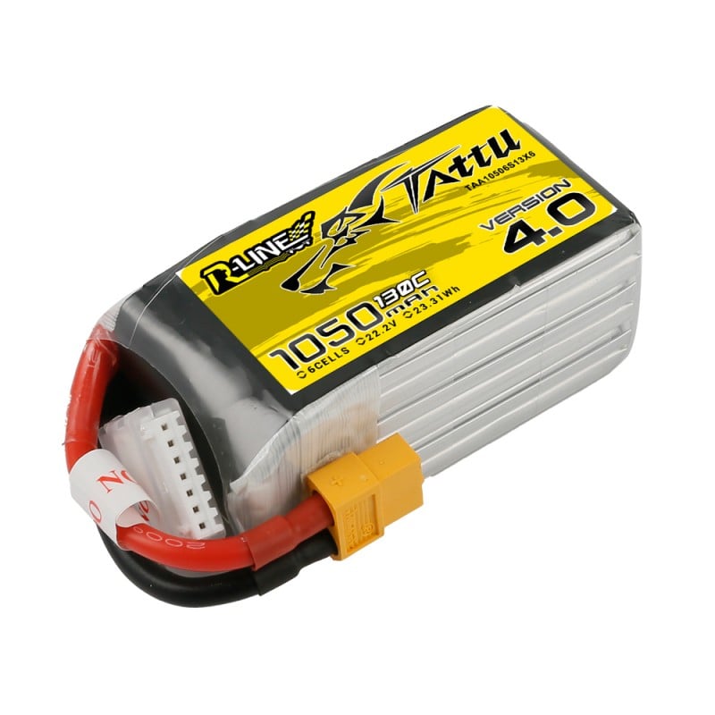 Tattu R-Line Version 4.0 1050mAh 22.2V 130C 6S1P Lipo Battery Pack (XT60)