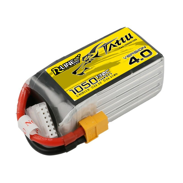 Tattu R-Line Version 4.0 1050mAh 22.2V 130C 6S1P Lipo Battery Pack (XT60)