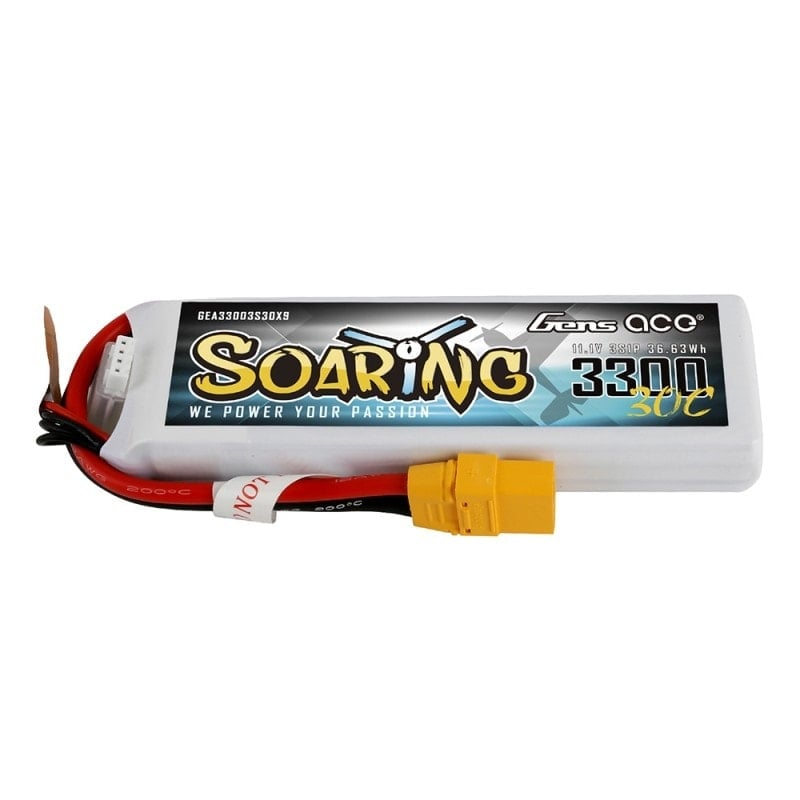 Gens ace Soaring 3300mAh 11.1V 30C 3S1P Lipo Battery Pack XT90