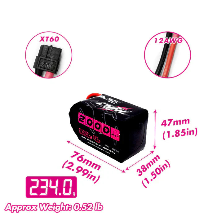 CNHL Black Series 2000mAh 14.8V 4S 100C Lipo Battery