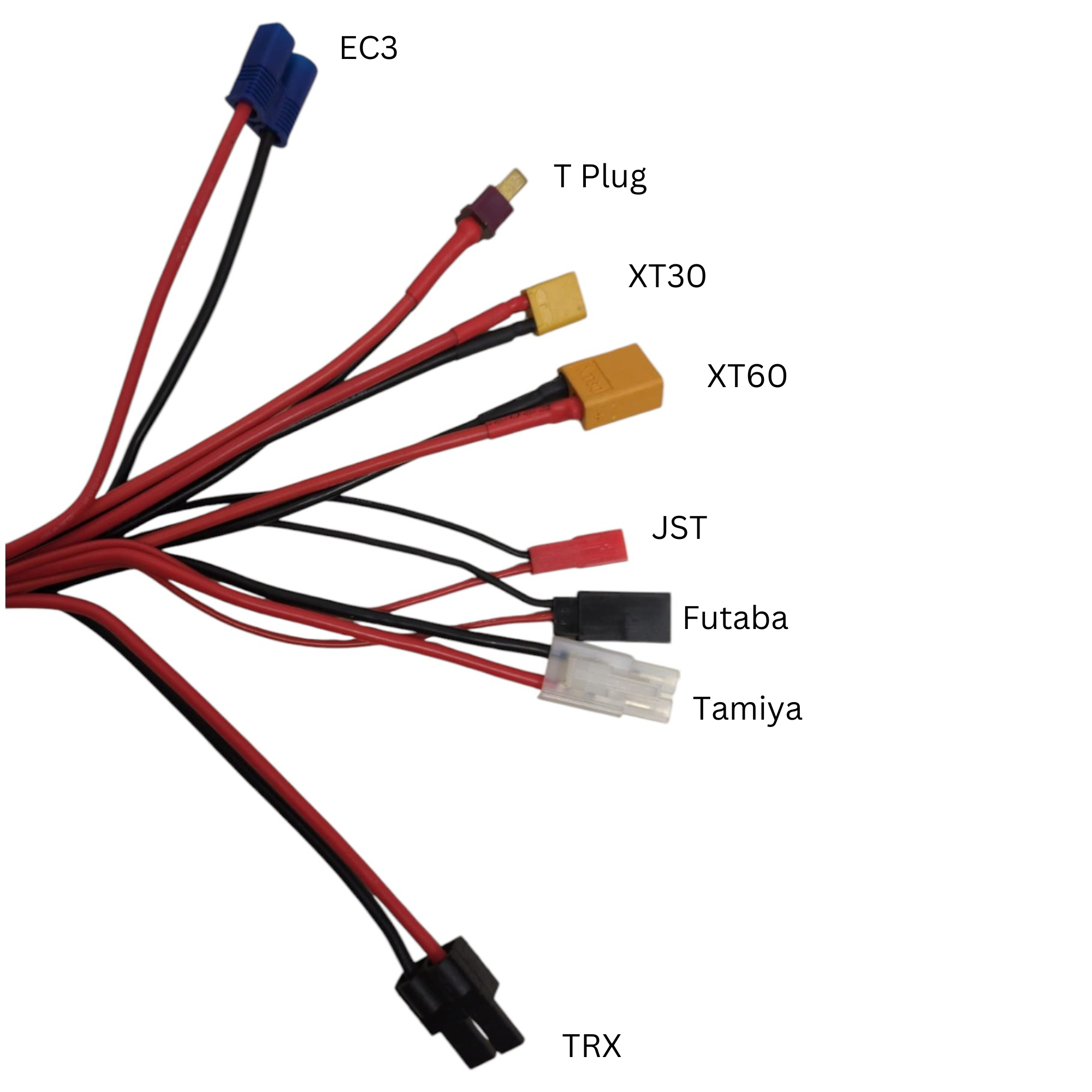 8-in-1 4mm Banana Plug to XT60 EC3 XT30 TRX JST FUTABA TAMIYA T Plug Charging Cable
