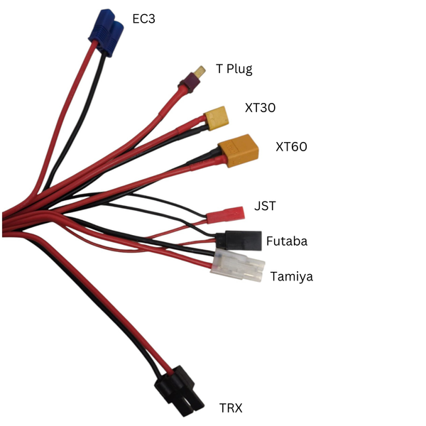 8-in-1 4mm Banana Plug to XT60 EC3 XT30 TRX JST FUTABA TAMIYA T Plug Charging Cable