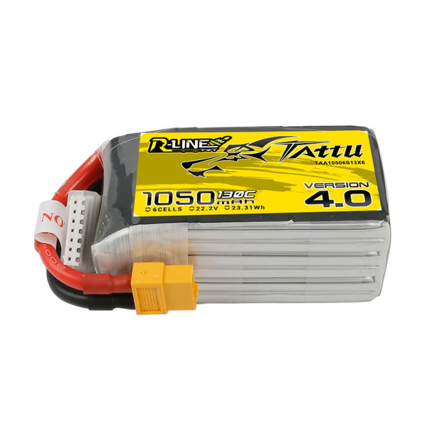 Tattu R-Line Version 4.0 1050mAh 22.2V 130C 6S1P Lipo Battery Pack (XT60)