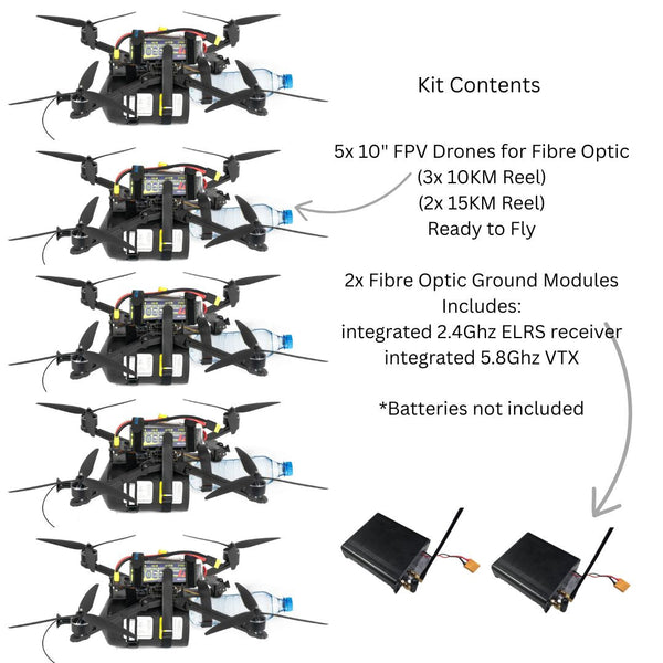 10" Fibre Optic FPV Drone Training Starter Kit (5x drones)