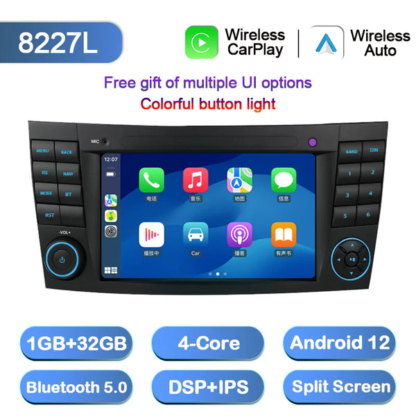 Junuse For Mercedes Benz E-class W211 E200 E220 E300 E350 E240 E280 CLS Car Auto Radio 2Din Android 12 Multimedia GPS Carplay BT