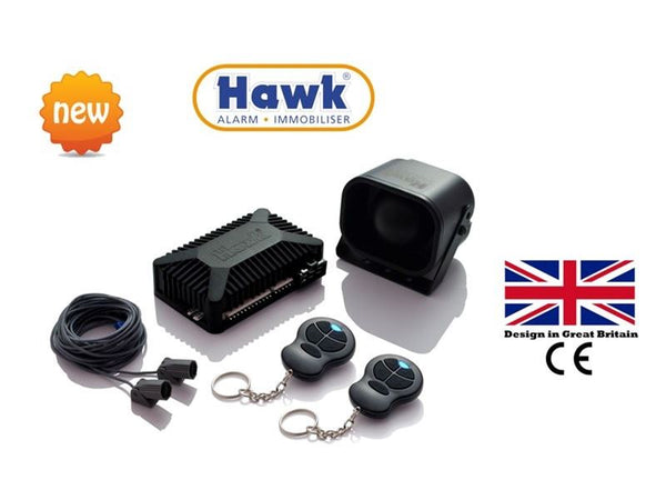 HAWK Aftermarket Universal Vehicle Car Van Motorhome Alarm with Remote Start + Central Locking + Engine Immobiliser + 2 x remote controls